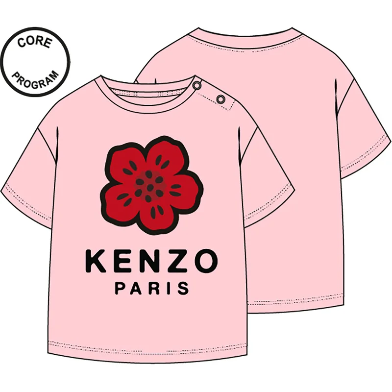 K60954-GIRLS SS TEE FLOWER LOGO-ENGLISH ROSE Youthful Men's Pop