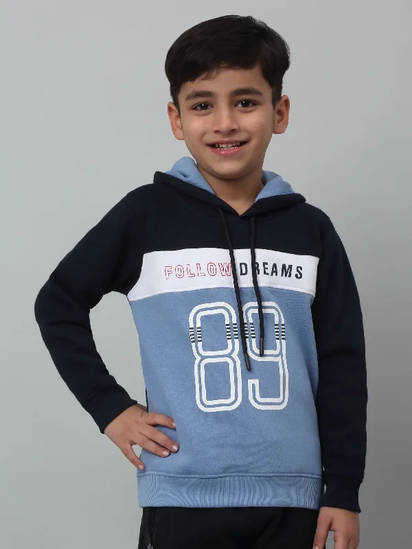 Boys Casual Sky Blue Full Sleeve Hoodie Pullover Sweatshirt Athletic Men's High