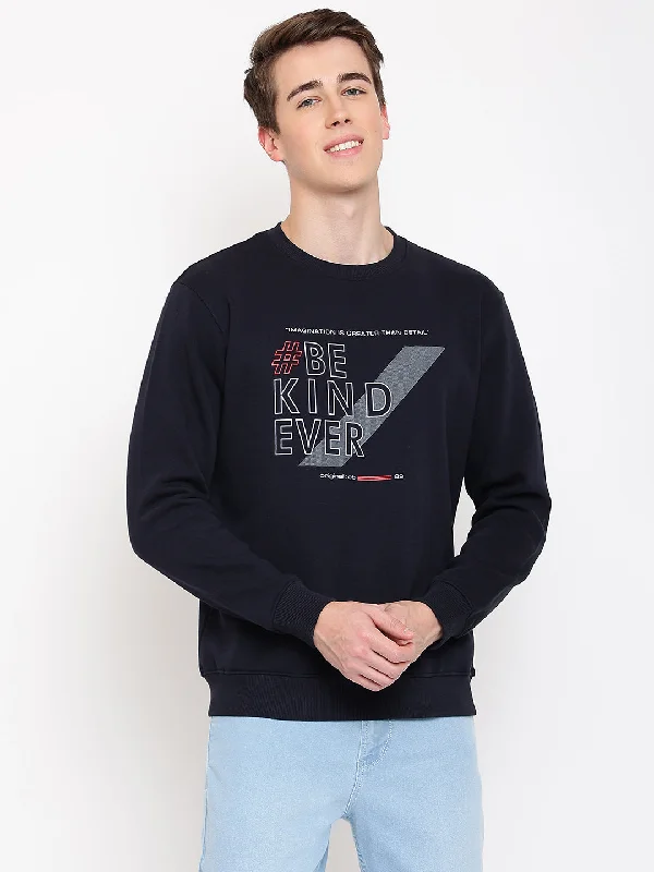 Mens Navy Sweatshirt Refined Men's European