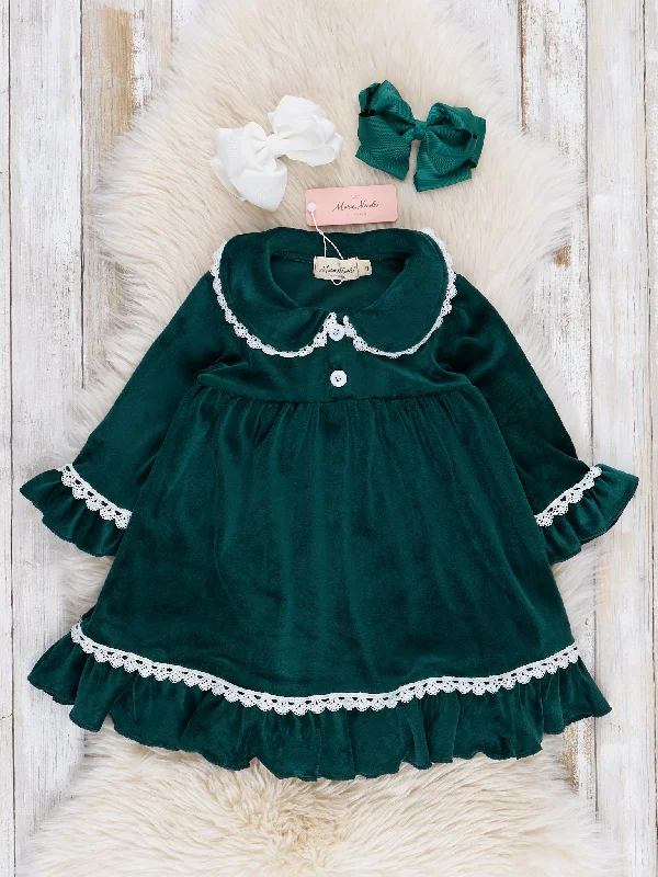 Girls' Christmas Velvet Ruffle Night Gown Modern Men's Tech