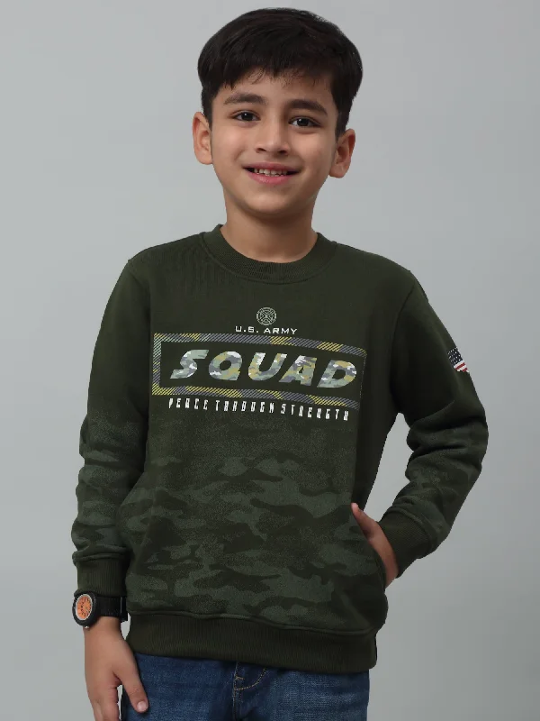 Boys Casual Green Full Sleeve Pullover Sweatshirt Dynamic Men's Glow