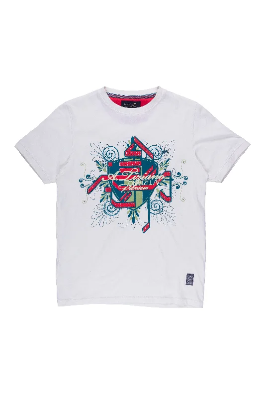 Ned | Men's Short Sleeve Graphic Print Crew Neck Tee With Rhinestones Business