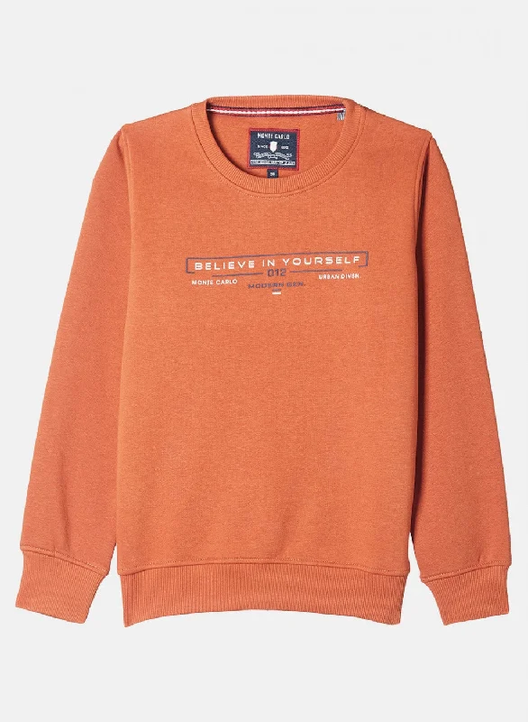 Boys Orange Printed Sweatshirt Bohemian Men's Free