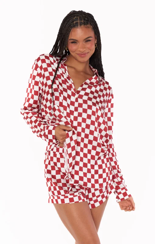 Early Riser PJ Set ~ Red Checker Silky Preppy Men's College