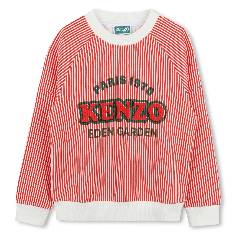 K61134-BOYS STRIPED SWEATSHIRT W/ LOGO ON FRONT-BRIGHT RED Practical Men's Multi