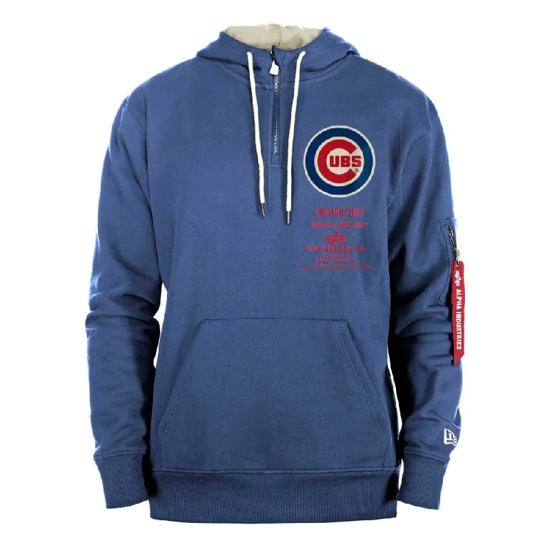 Chicago Cubs Alpha Industries Bullseye 1/4-Zip Hooded Sweatshirt Dapper Men's Bow