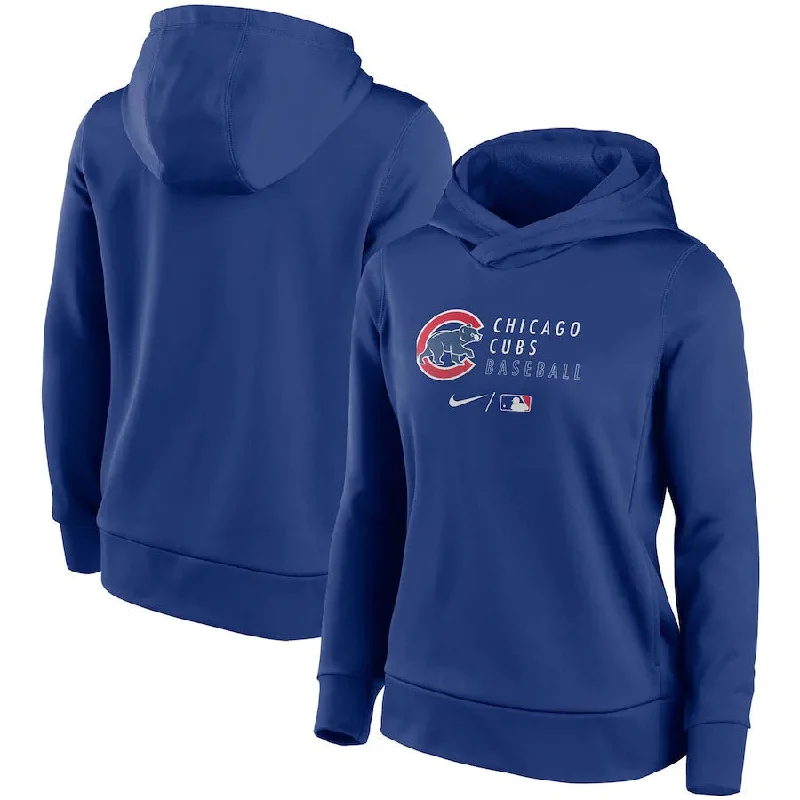 Chicago Cubs Nike Women's Authentic Collection Hooded Sweatshirt Trendy Men's Scandinavian