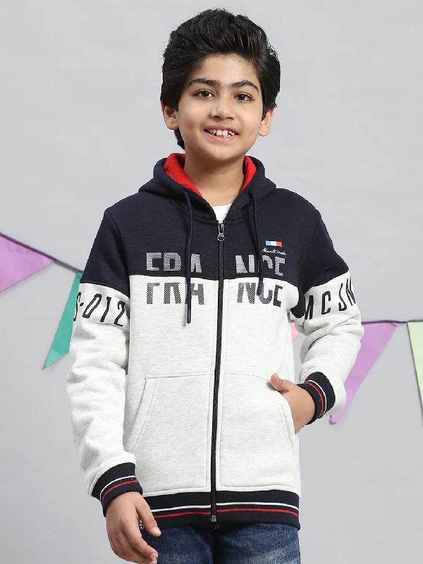 Boys Navy Blue & Grey Printed Sweatshirt Refined Men's Hand