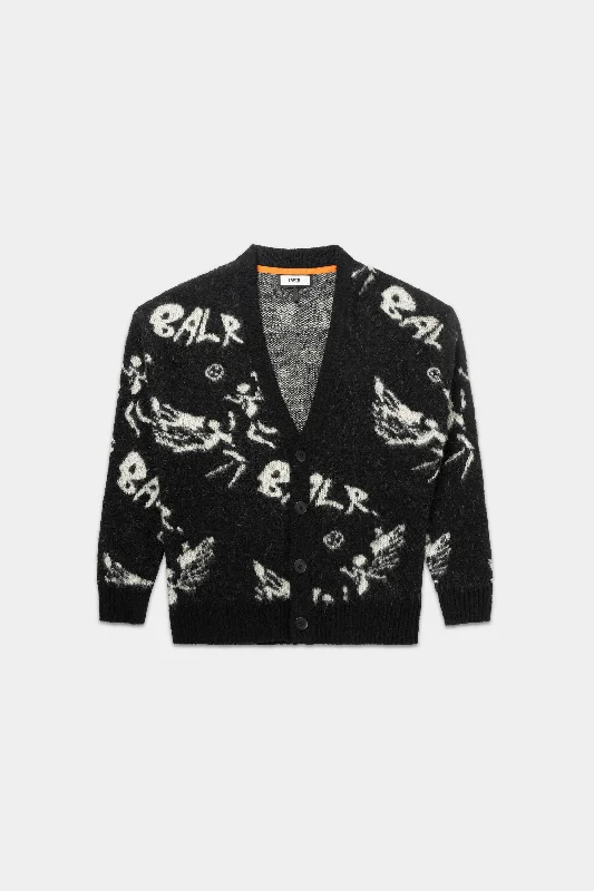 Game of the Gods Box Fit Brushed Cardigan Jet Black Lumberjack