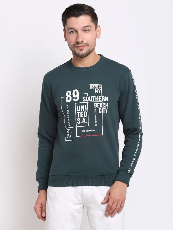 Men Green Printed Sweatshirt Adventure