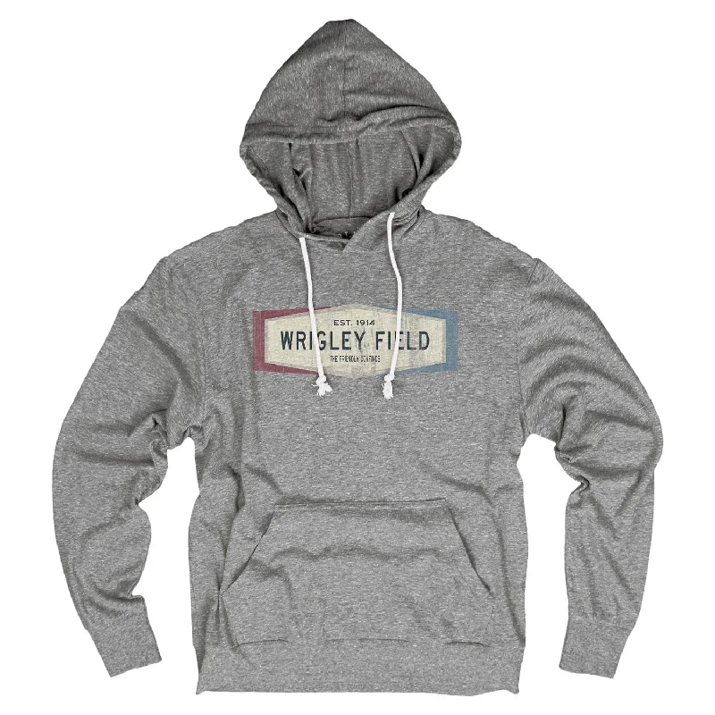 Wrigley Field Friendly Confines Tri-Blend Hooded Long Sleeve T-Shirt Monochromatic Office Style