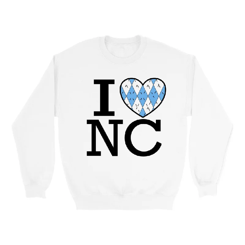 I Heart North Carolina Blue Argyle Adult Sweatshirt Sleek Men's Metallic