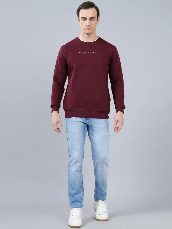 Men's Solid Maroon Round Neck Sweatshirt Bold Men's Animal