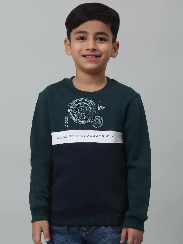 Boys Casual Teal Blue Full Sleeve Pullover Sweatshirt Bold Men's Statement