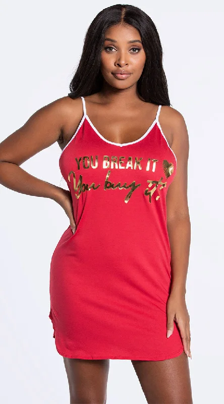 You Break It You Buy It Nightgown Cool Men's Distressed