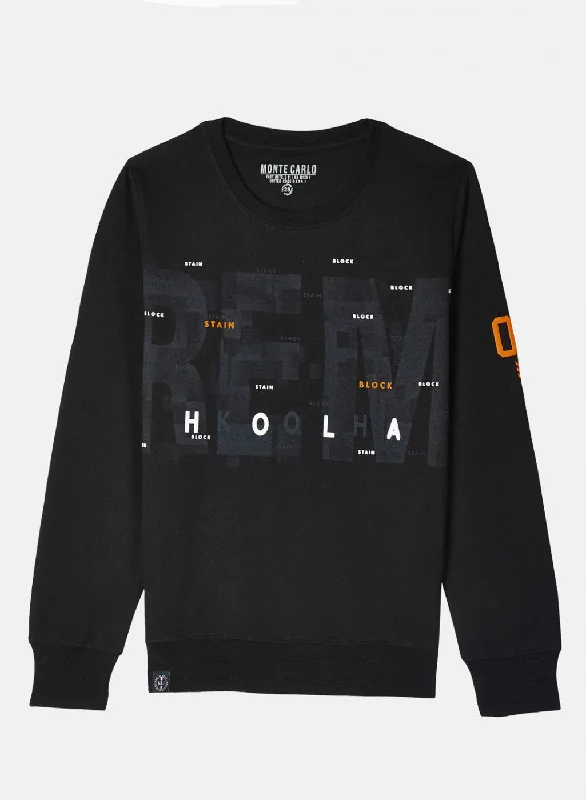 Boys Black Printed Sweatshirt Modern Men's Geometric