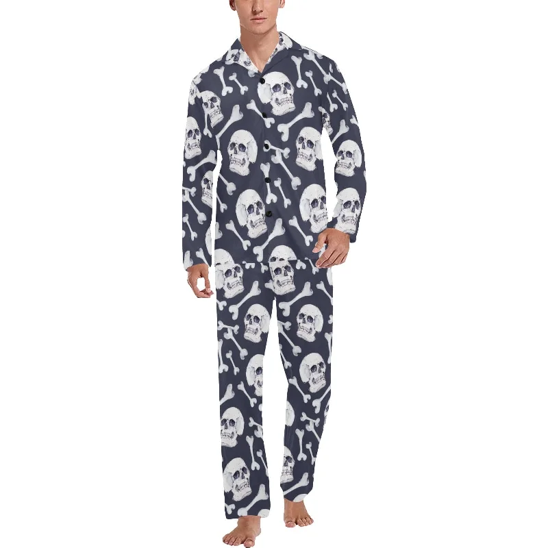 Skull & Bones Men's V-Neck Long Pajama Set Traditional Men's Country