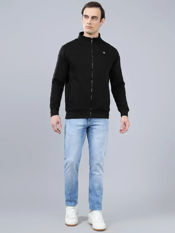 Men's Solid Black Mock Collar Sweatshirt Dynamic Men's High