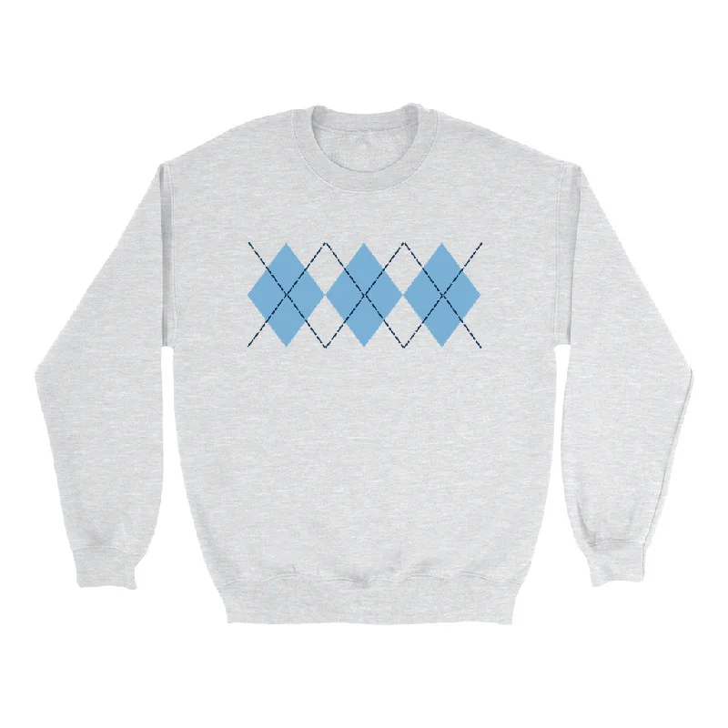 Carolina Blue Argyle Simple Adult Sweatshirt Artistic Men's Avant