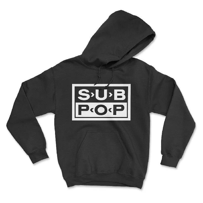 Sub Pop Logo Black Pullover Hoodie Sweatshirt Unique Men's Patch