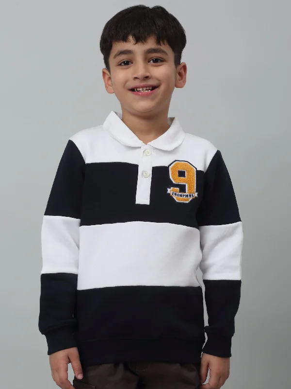 Boys Casual White Full Sleeve Shirt Style Sweatshirt Preppy Men's College