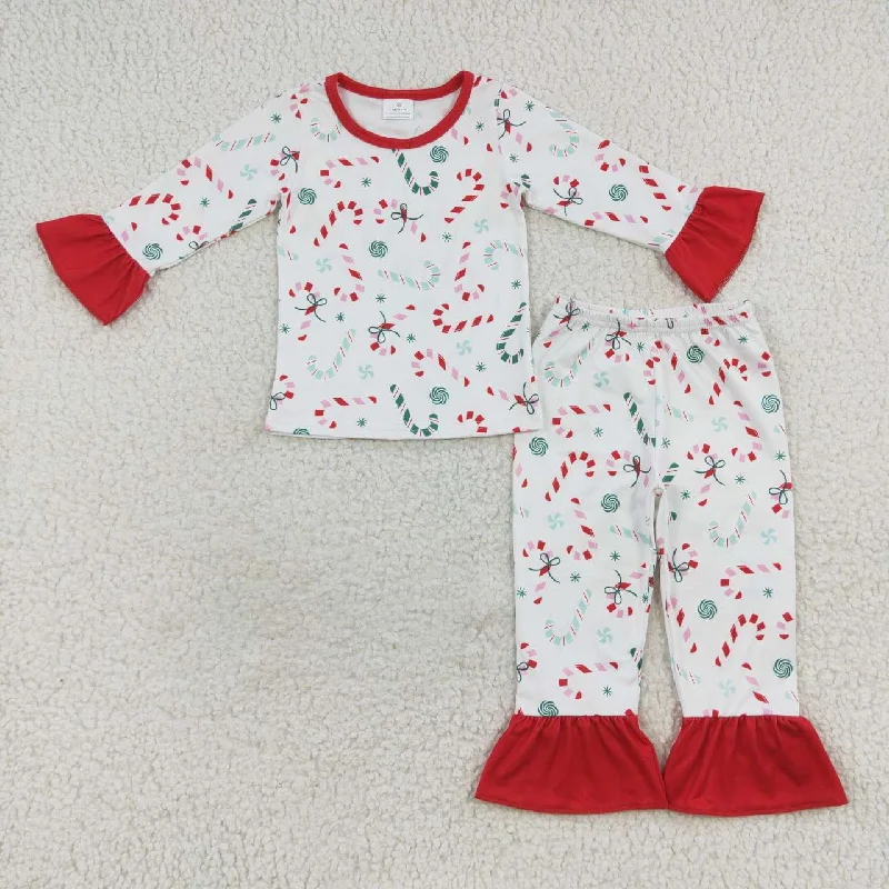 GLP0610 Christmas Green Red Cartoon Girls Long Sleeve Pants Outfits Pajamas Stylish Men's Neon