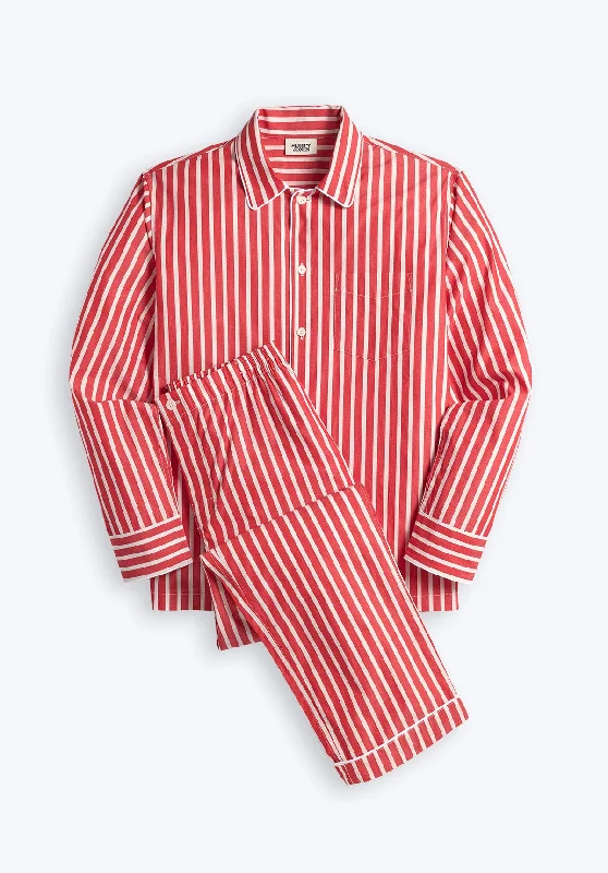 Henry Pajama Set in Red Breton Stripe Sophisticated Men's 